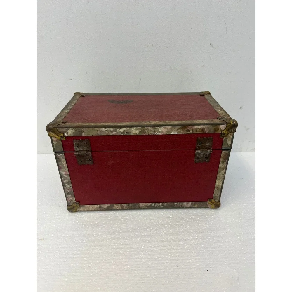 Vintage Dollhouse Steamer Trunk w Tray Miniature Wood Chest Box SALESMAN SAMPLE